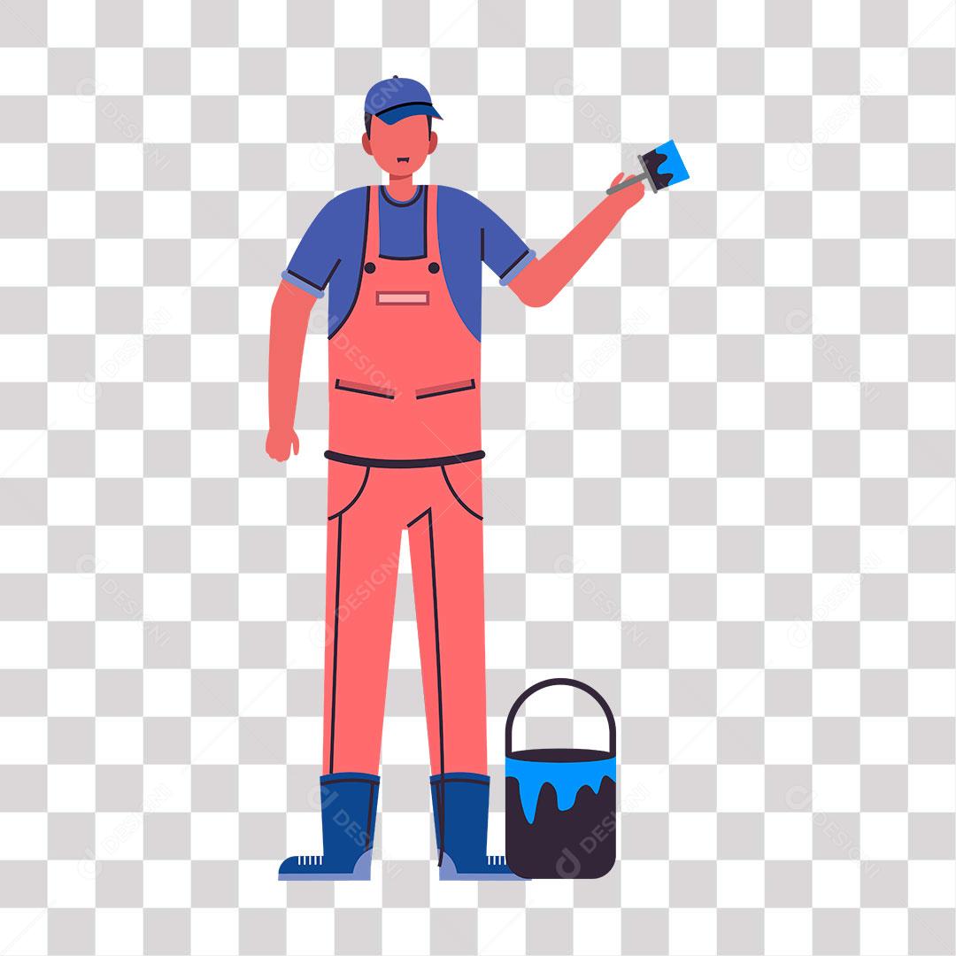 desenho de homem trabalhando com pirntura