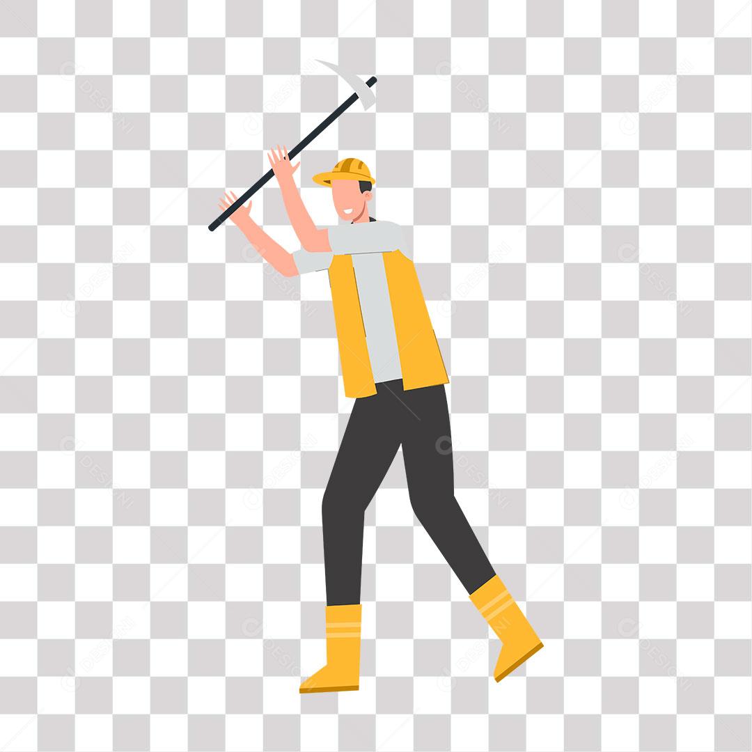 desenho de homem trabalhando  com picarete