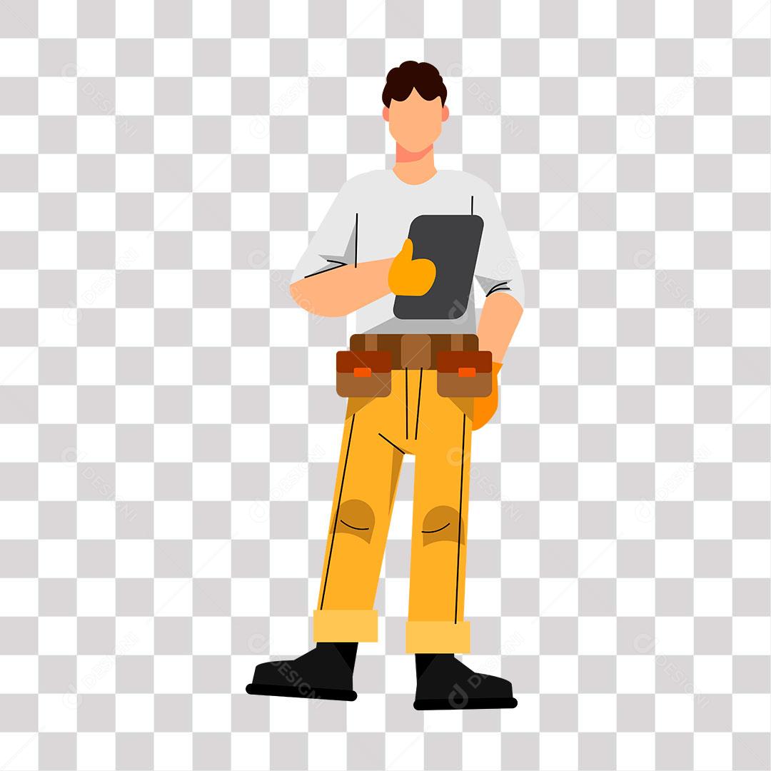 desenho de proficional eletricista com tablet