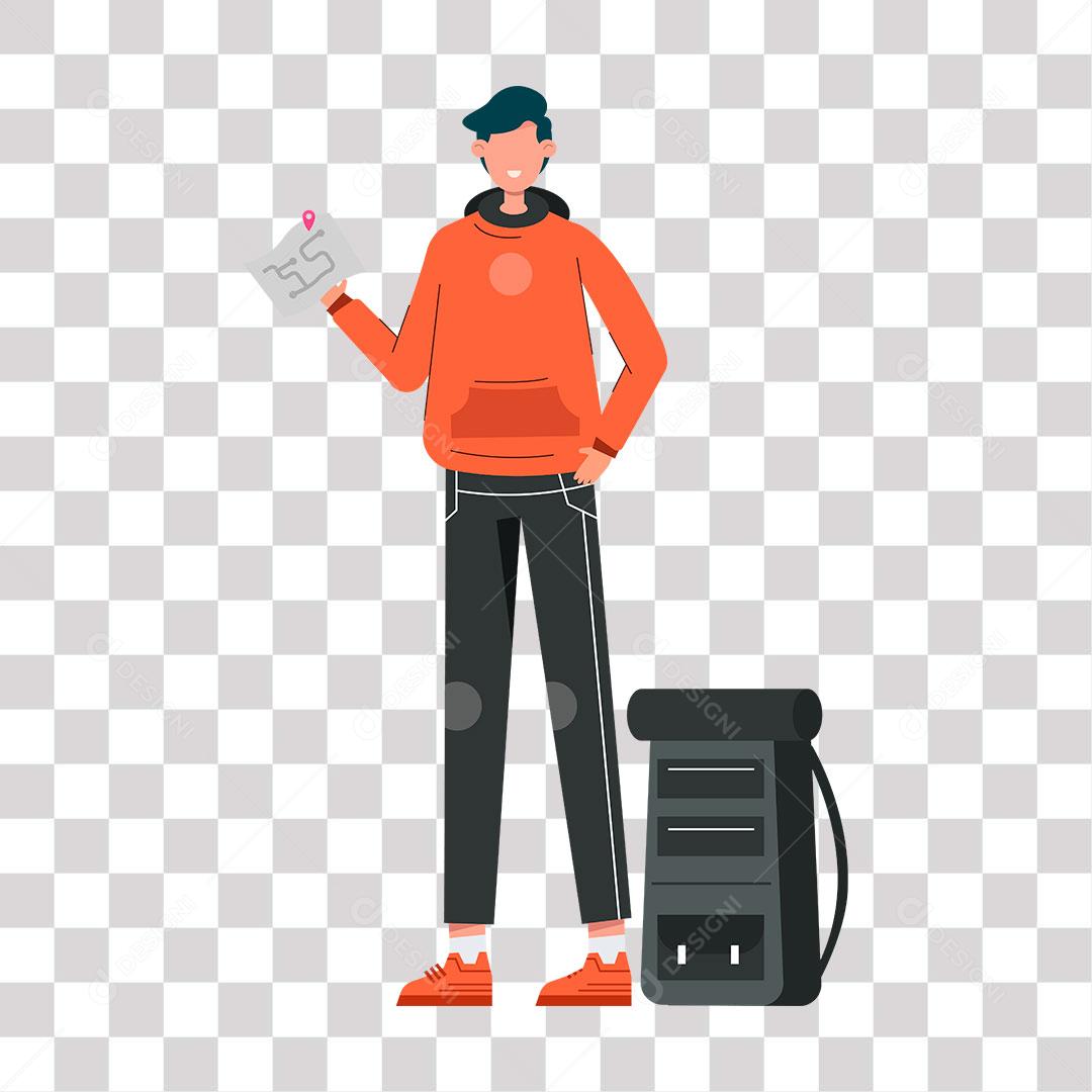 desenho de homem com  mapa nas mãos