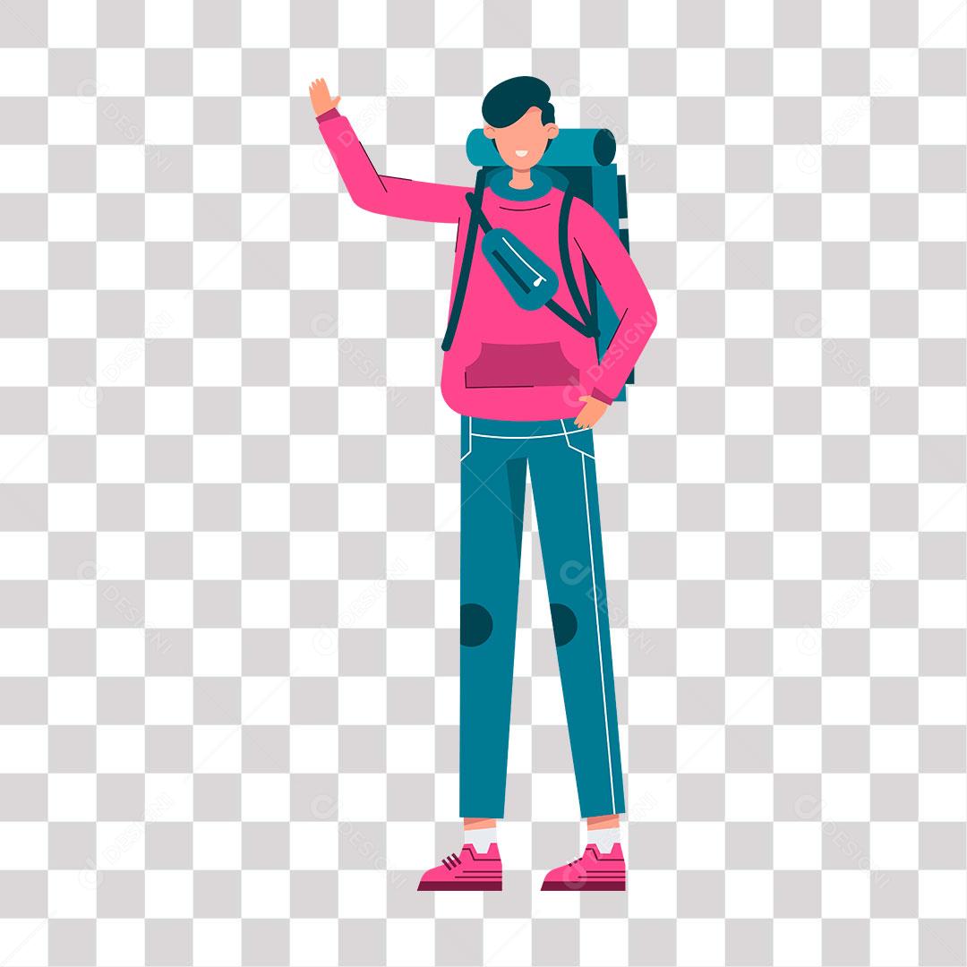 desenho de homem com mochila de excursão