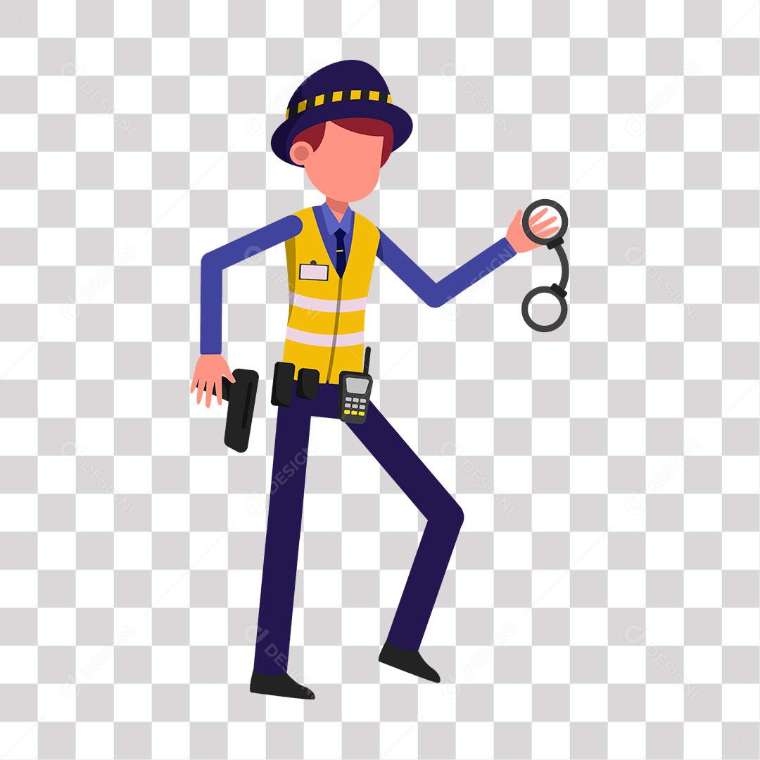 desenho de gurada de transito com augemas nas mãos