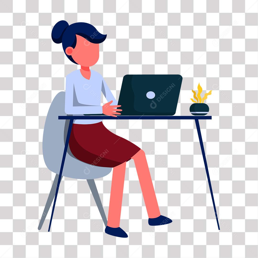 desenho de mulher  trabalhando em escritorio