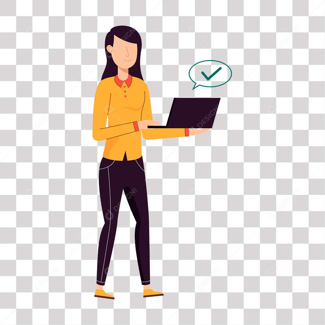 desenho de mulher mexendo em norbook