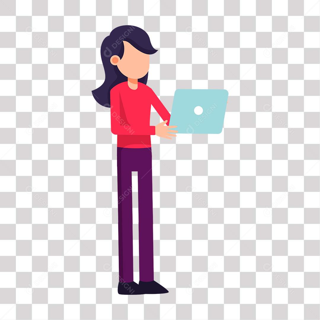 desenho de mulher com notbook