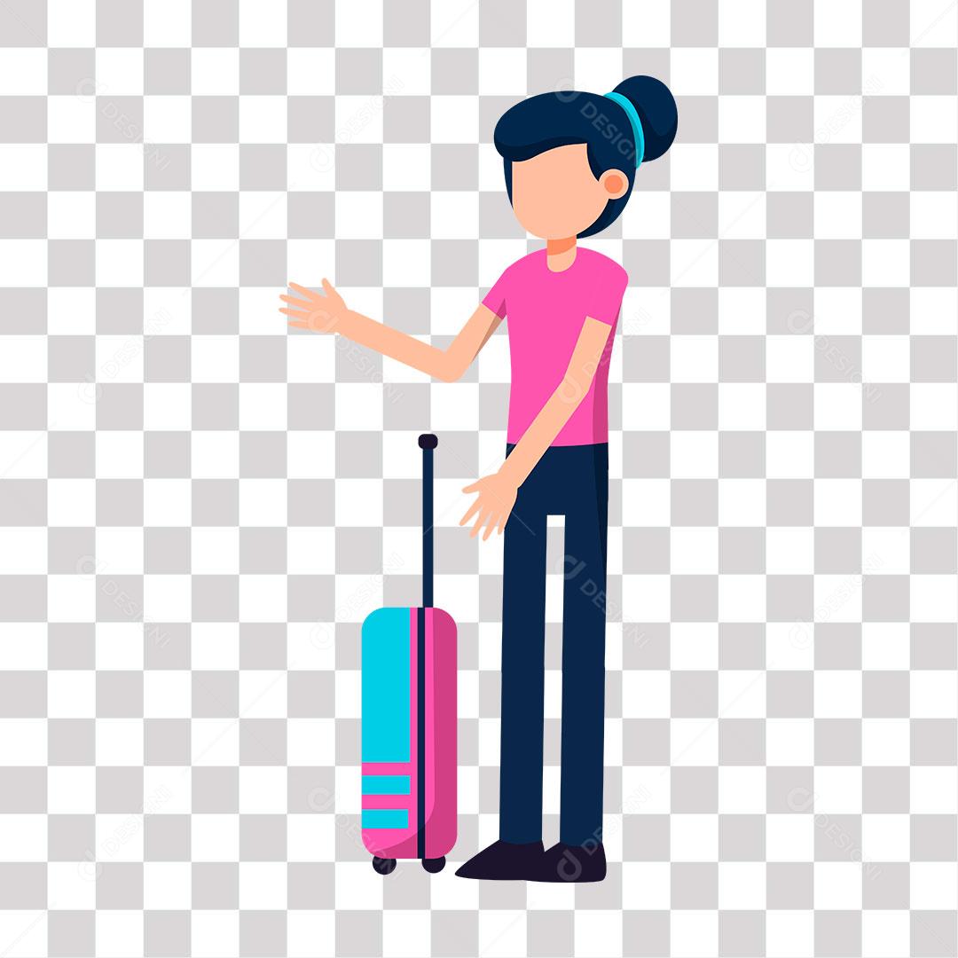 desenho de mulher com mala