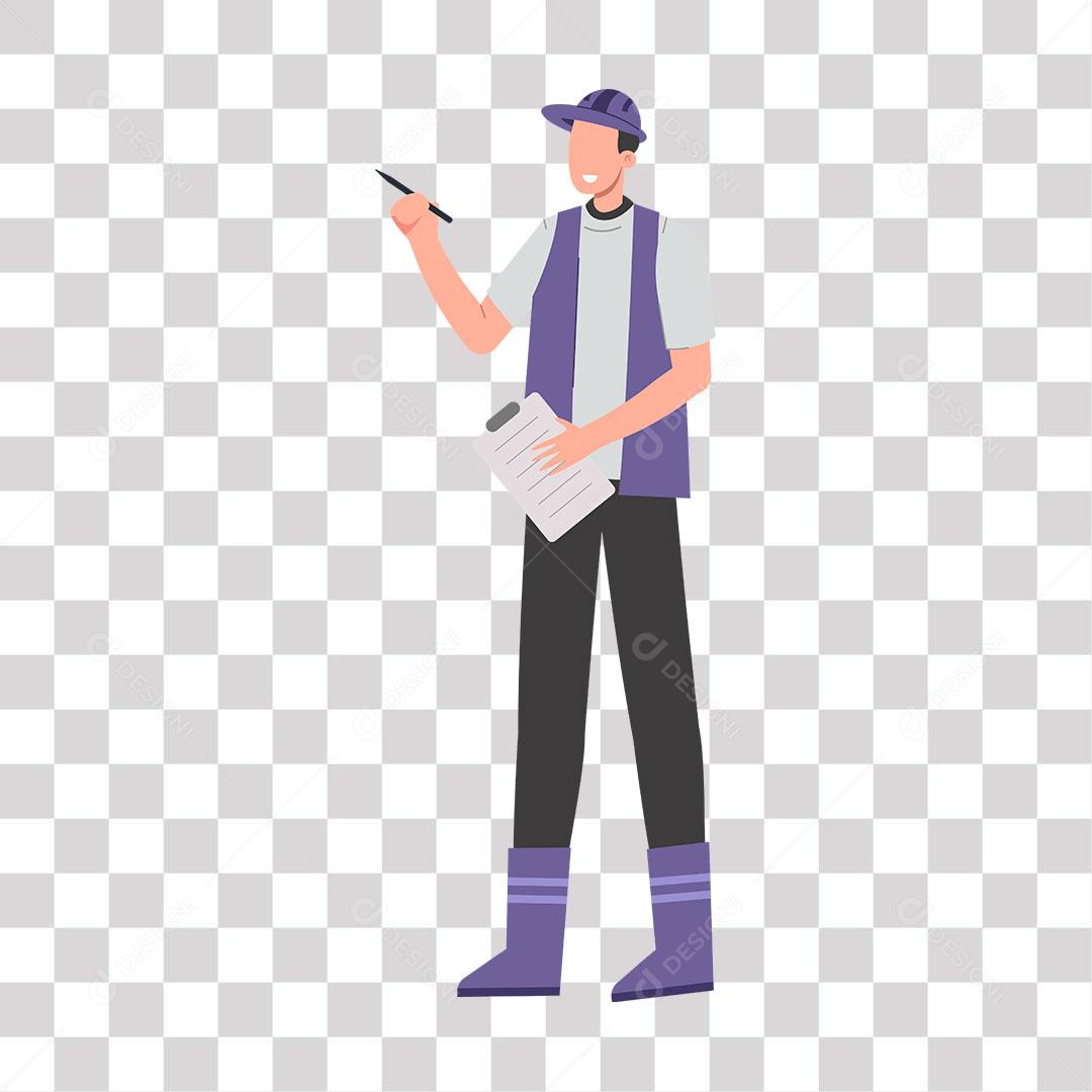 desenho de homem com planilha e caneta