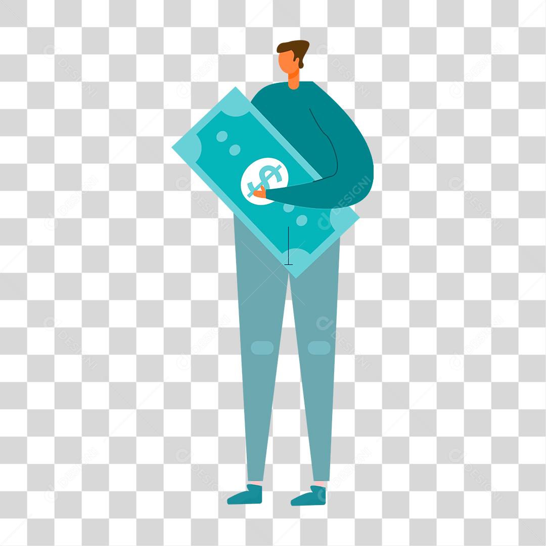 Desenho de pessoa segurando dinheiro Conceito guardando dinheiro