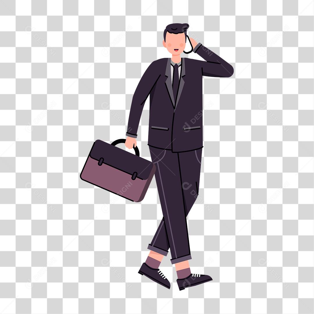 Desenho de homem empresário usando guarda chuva