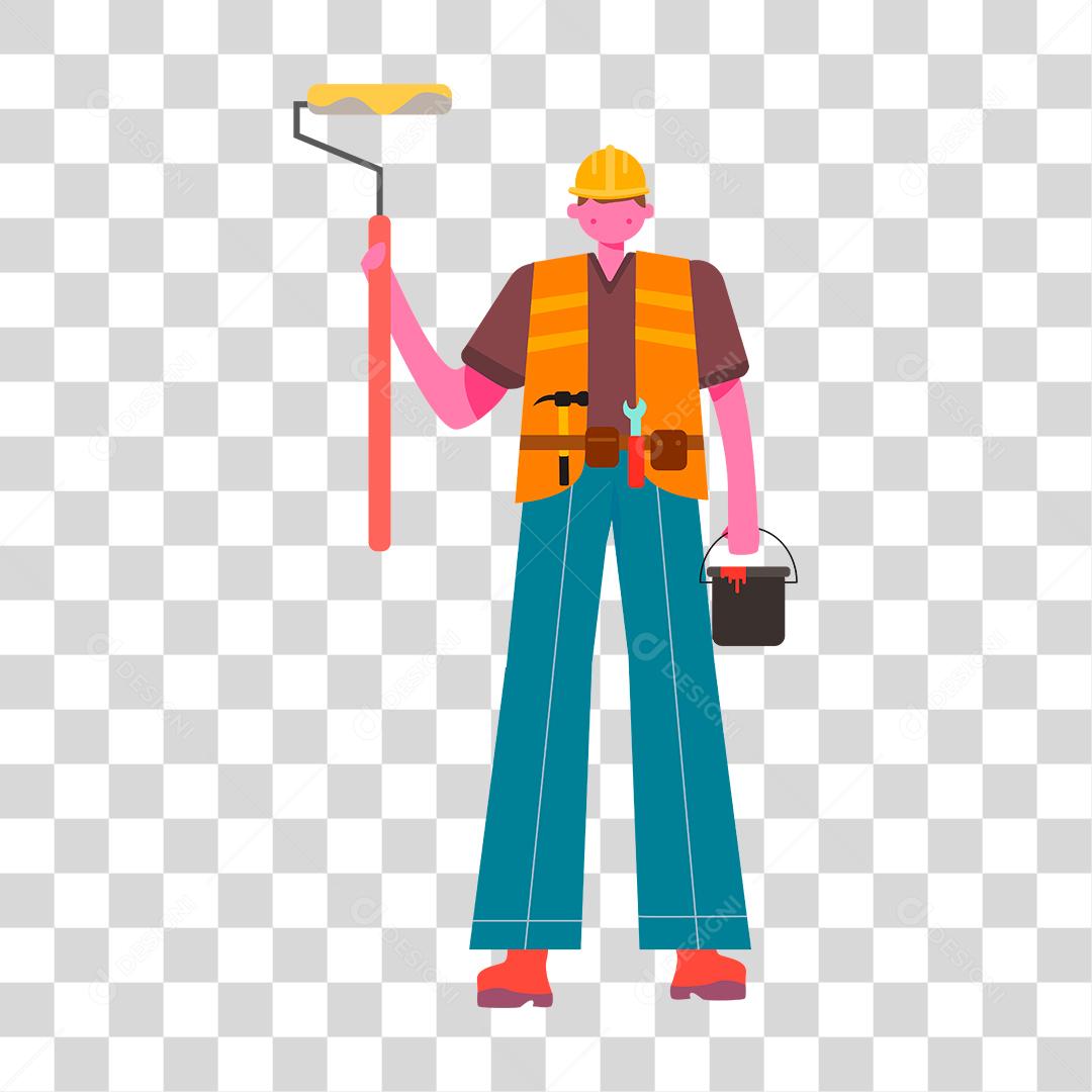 Desenho de homem trabalhador pintor