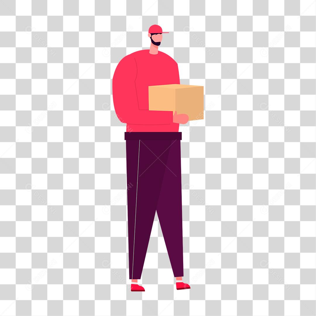 Desenho de homem segurando caixa