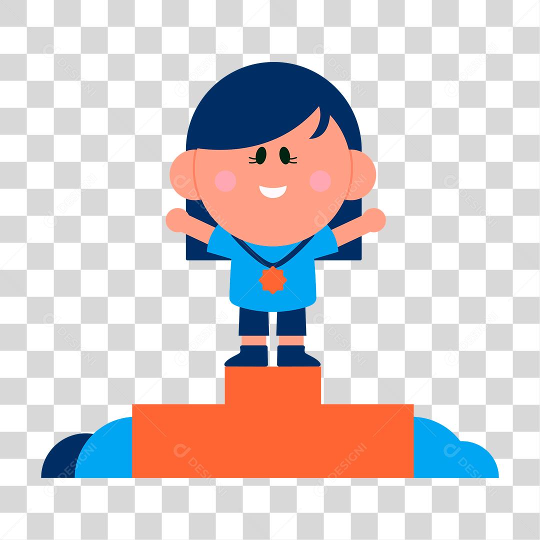 Desenho de mulher ganhando medalha