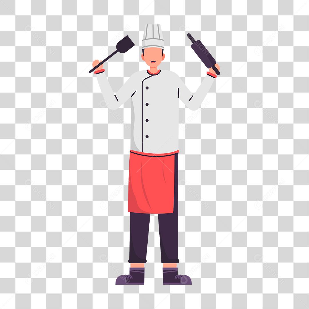 Desenho de garçom segurando bandeja