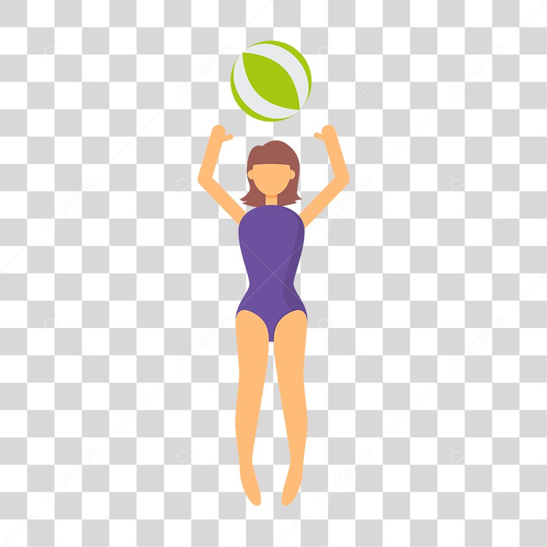 Desenho de mulher brincando bola