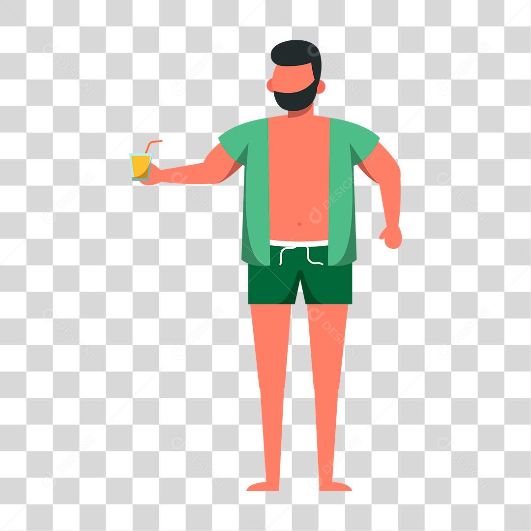 Desenho de pessoa sobre praia Conceito Aproveitando férias