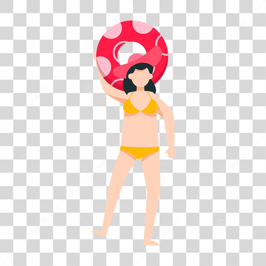 Desenho de mulher preparada para ir a praia