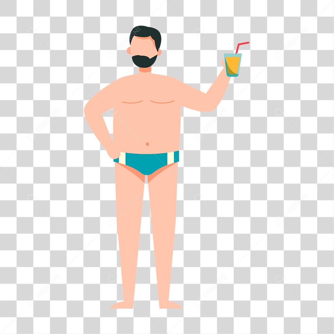 Desenho de homem preparada para ir a praia