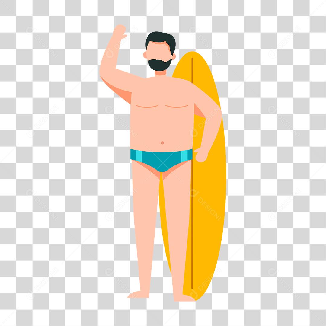 Desenho de homem preparada para ir a praia