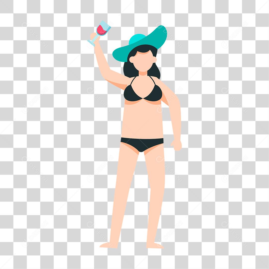 Desenho de mulher preparada para ir a praia