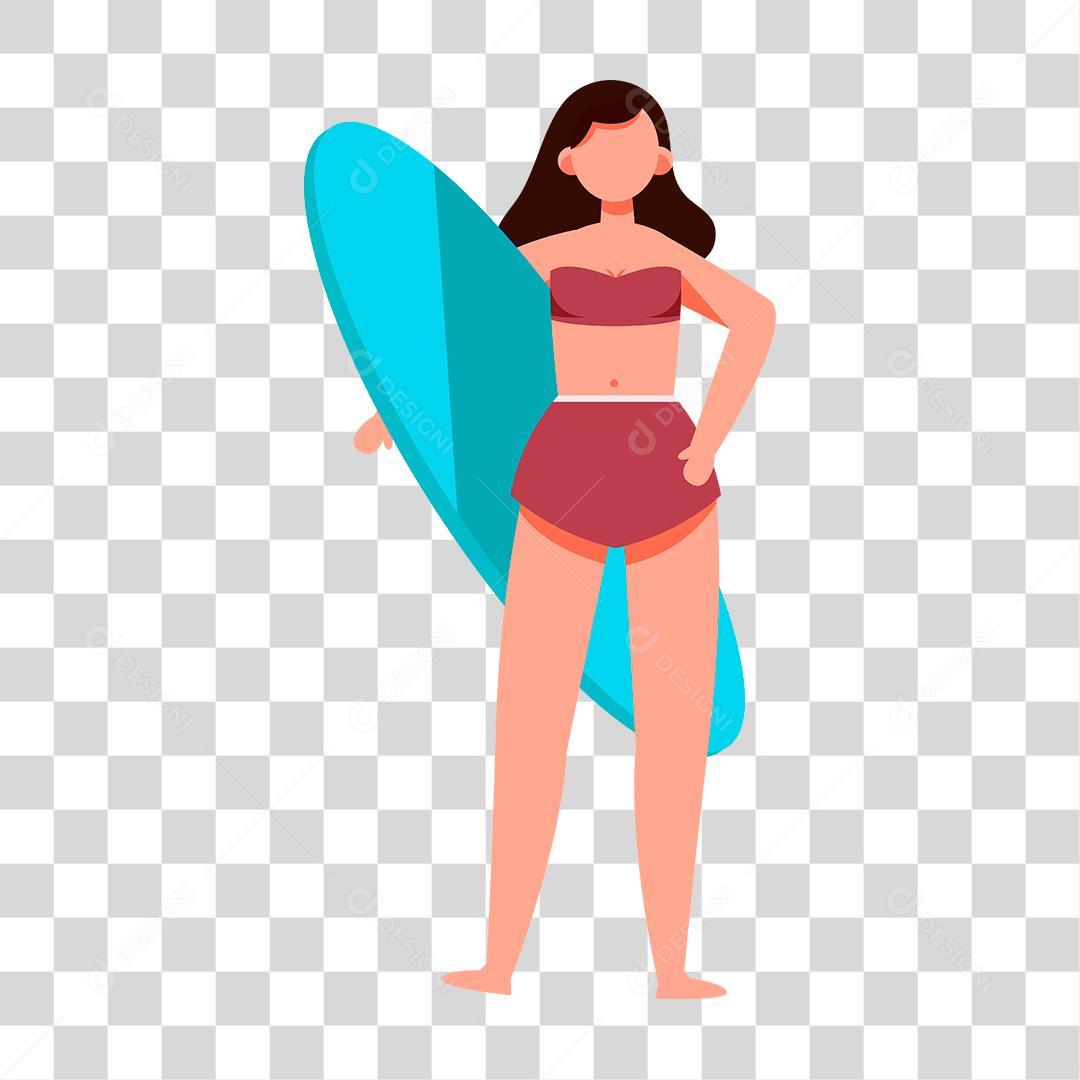 Desenho de mulher preparada para ir a praia