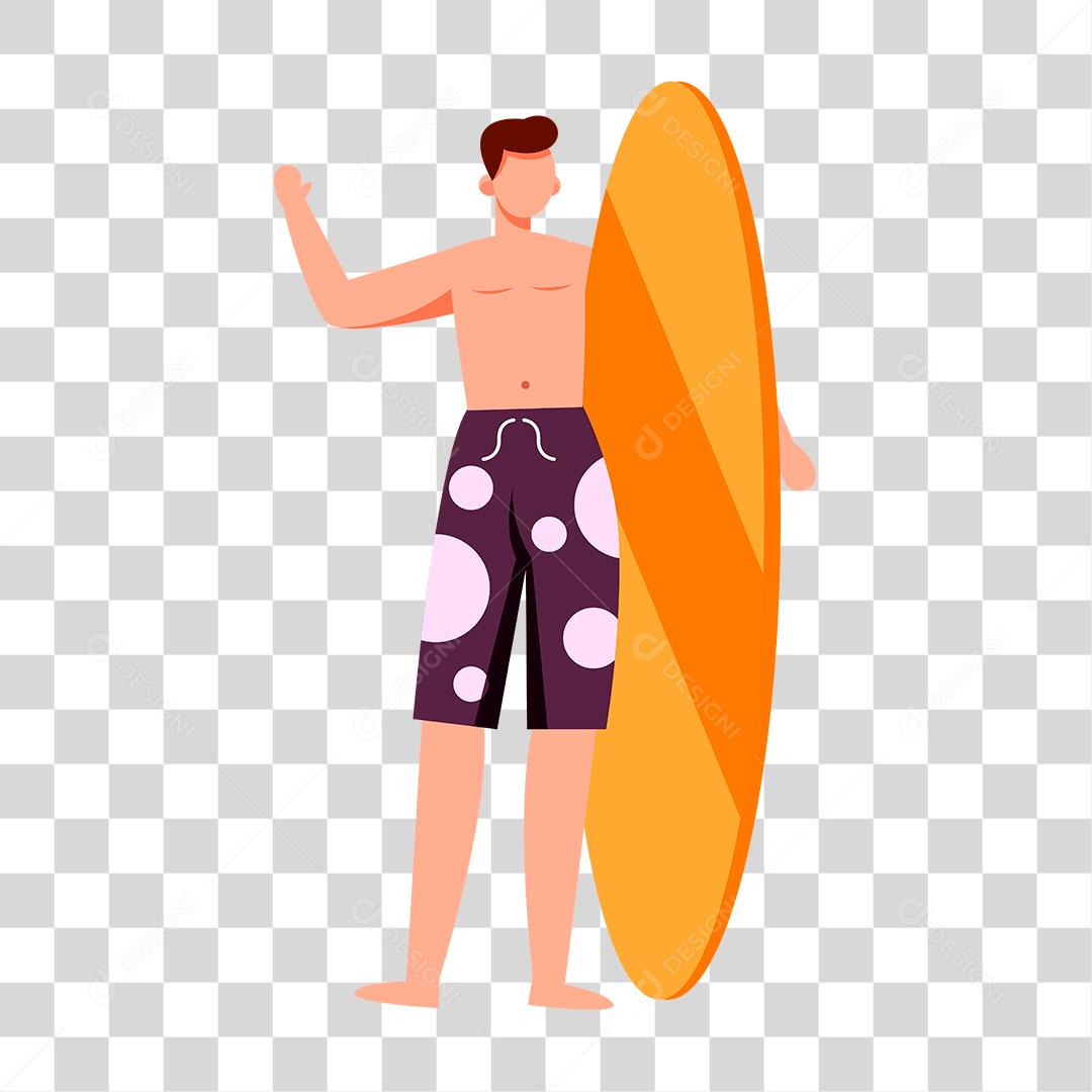 Desenho de homem preparada para ir a praia