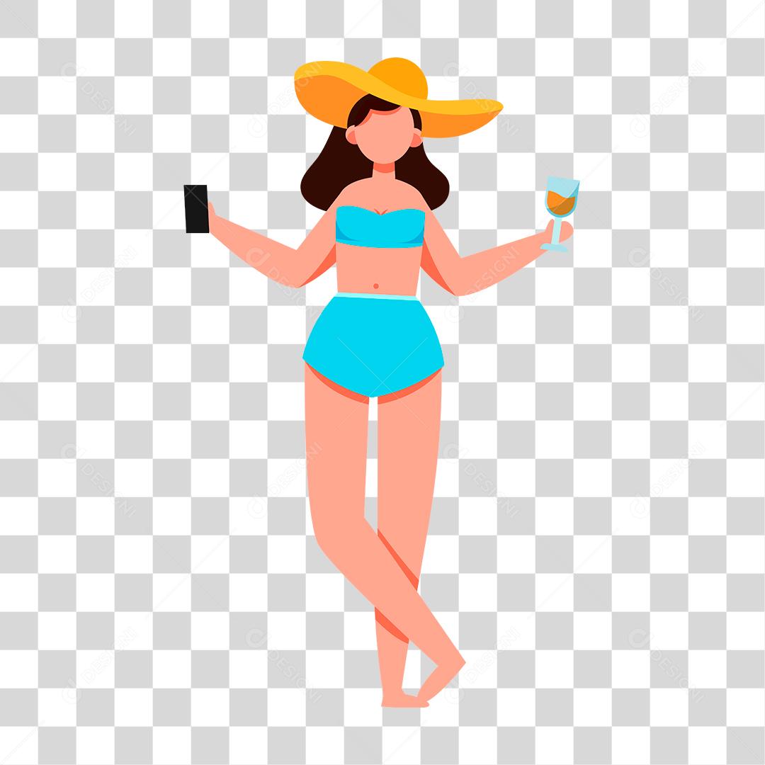 Desenho de mulher preparada para ir a praia