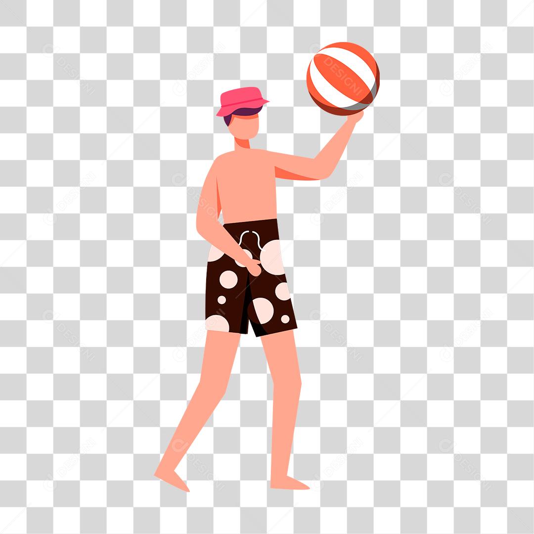 Desenho de homem preparada para ir a praia