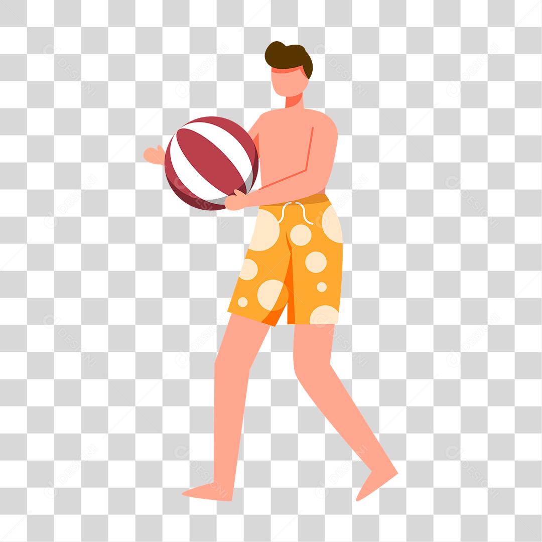 Desenho de homem preparada para ir a praia