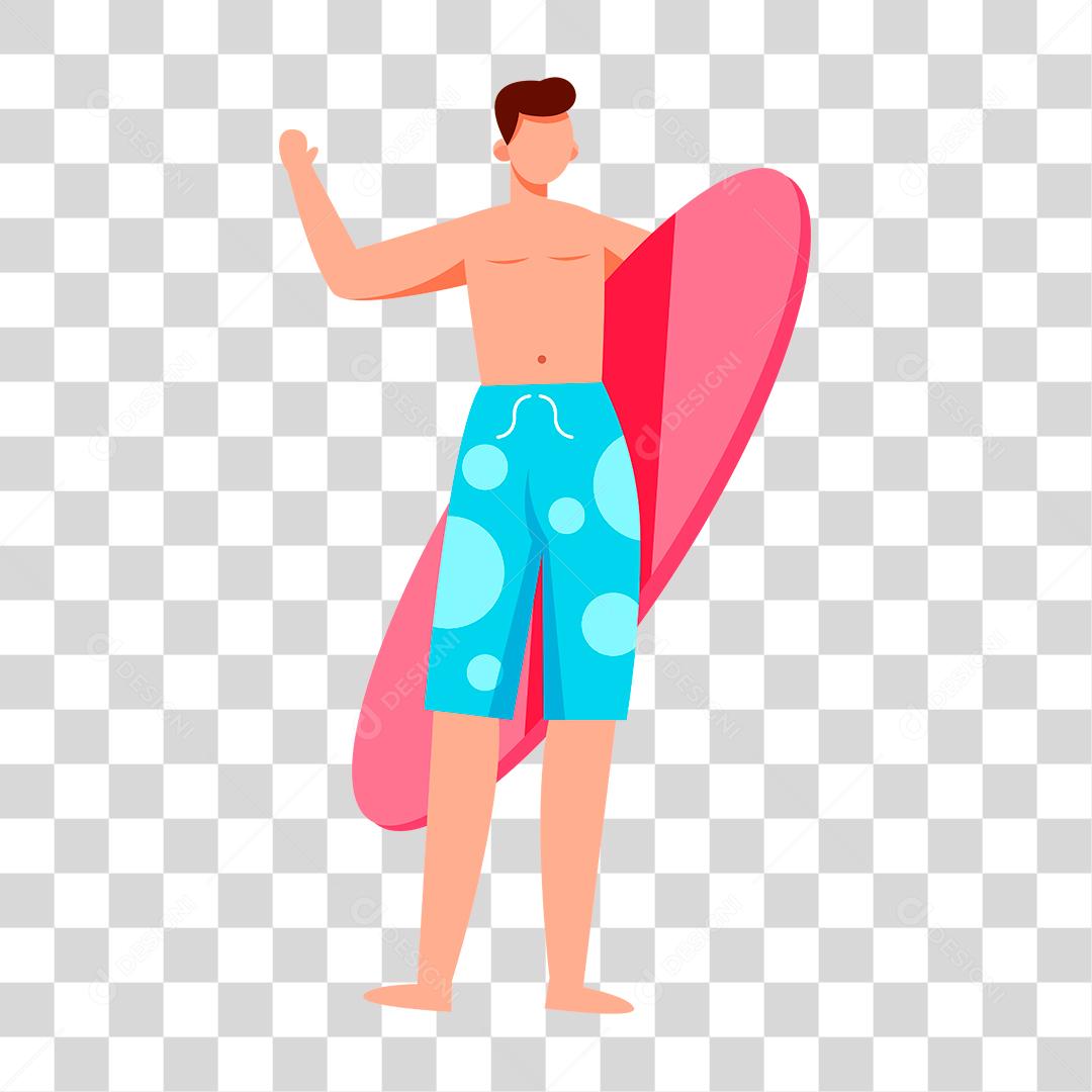 Desenho de homem preparada para ir a praia