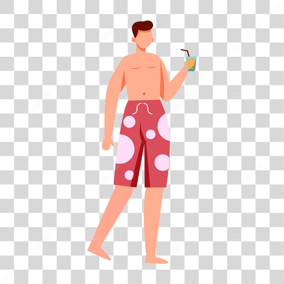 Desenho de homem preparada para ir a praia