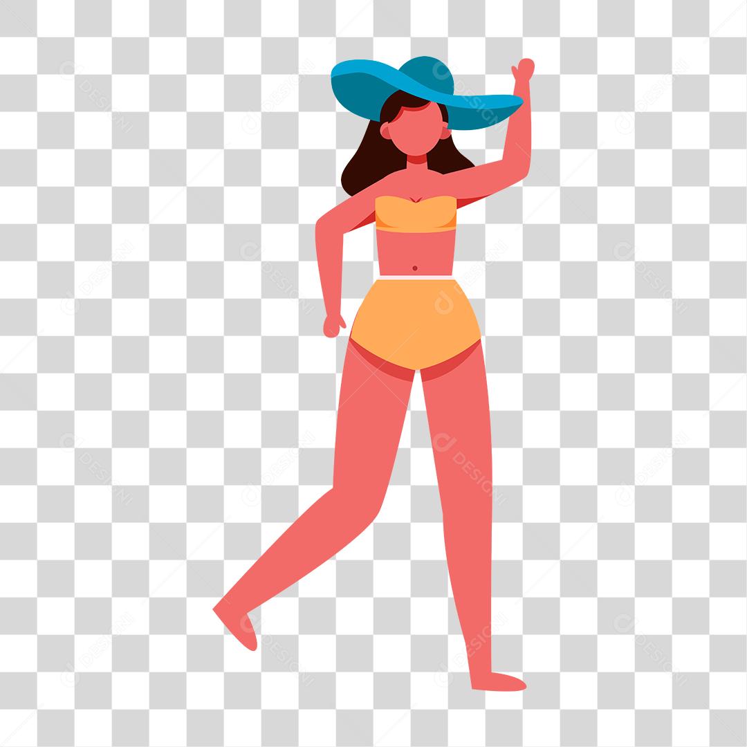 Desenho de mulher preparada para ir a praia