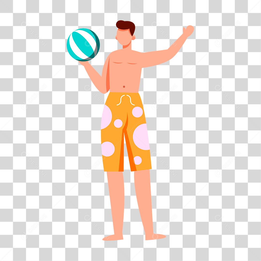 Desenho de homem preparada para ir a praia