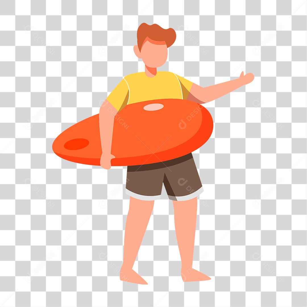 Desenho de homem preparada para ir a praia