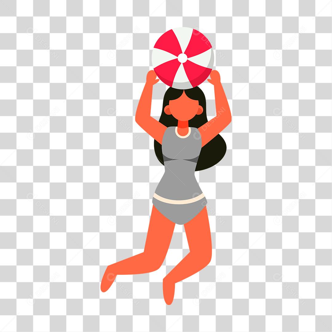 Desenho de mulher preparada para ir a praia