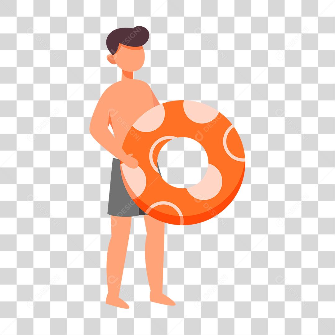 Desenho de homem preparada para ir a praia