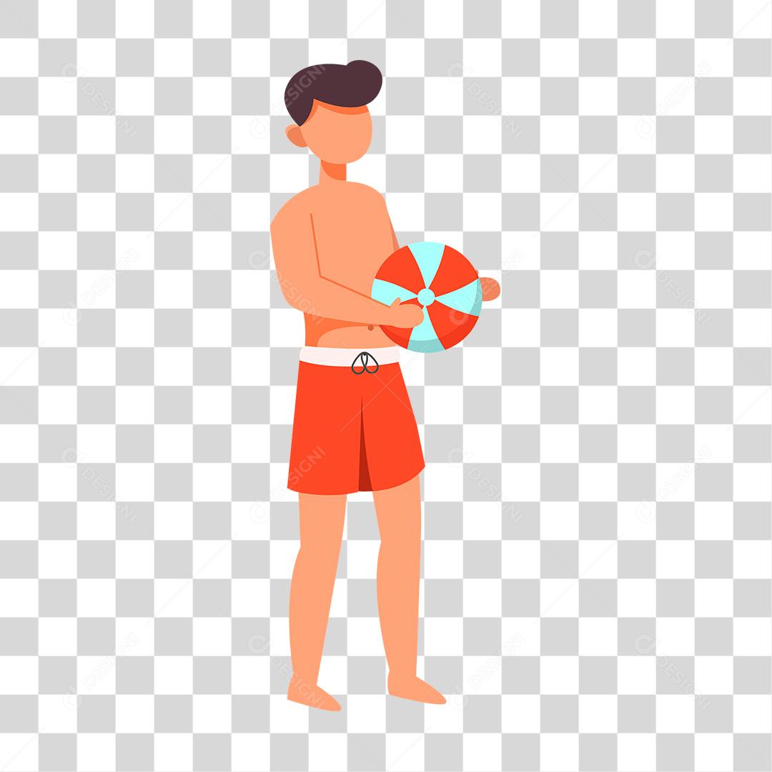 Drawing of a man ready to go to the beach