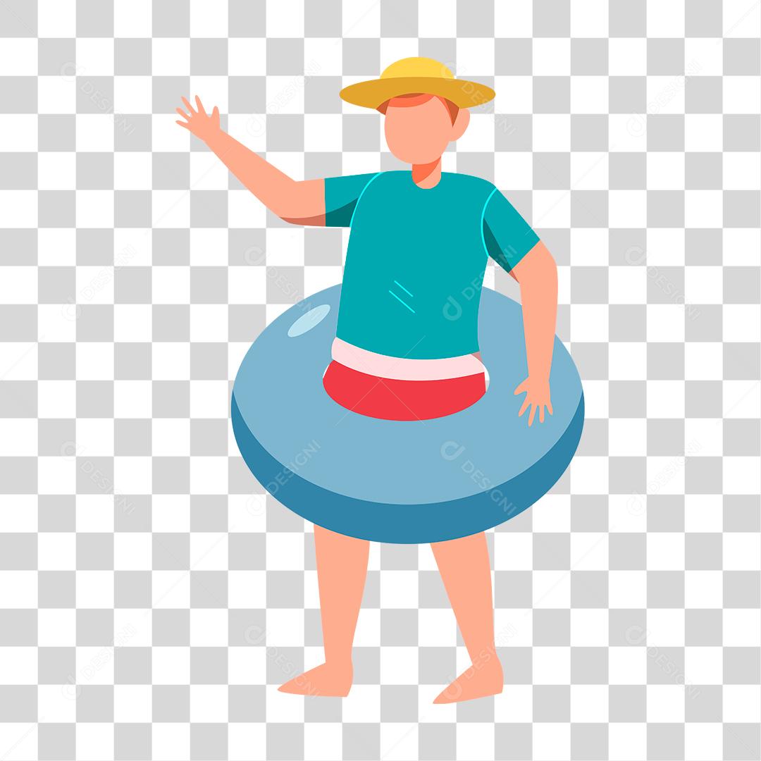 Desenho de homem preparada para ir a praia