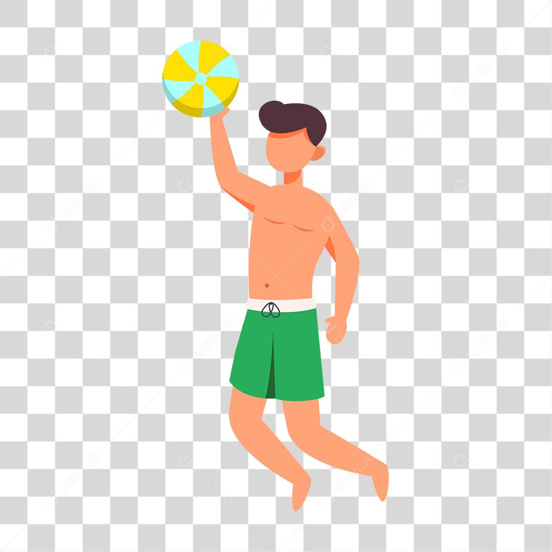 Desenho de homem preparada para ir a praia