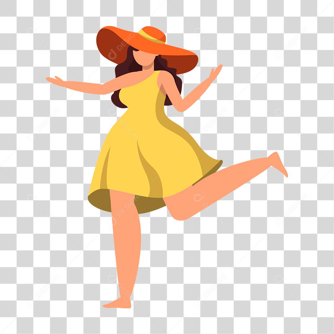 Desenho de mulher preparada para ir a praia