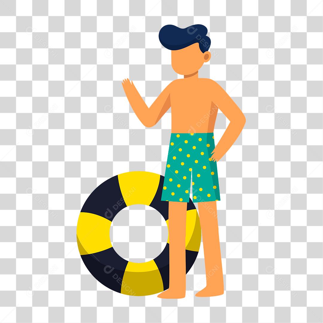 Desenho de homem preparada para ir a praia