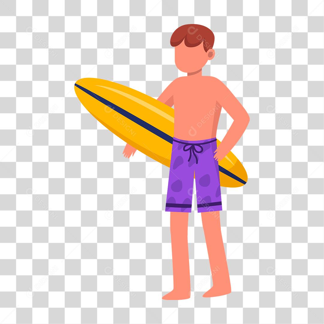 Desenho de homem preparada para ir a praia