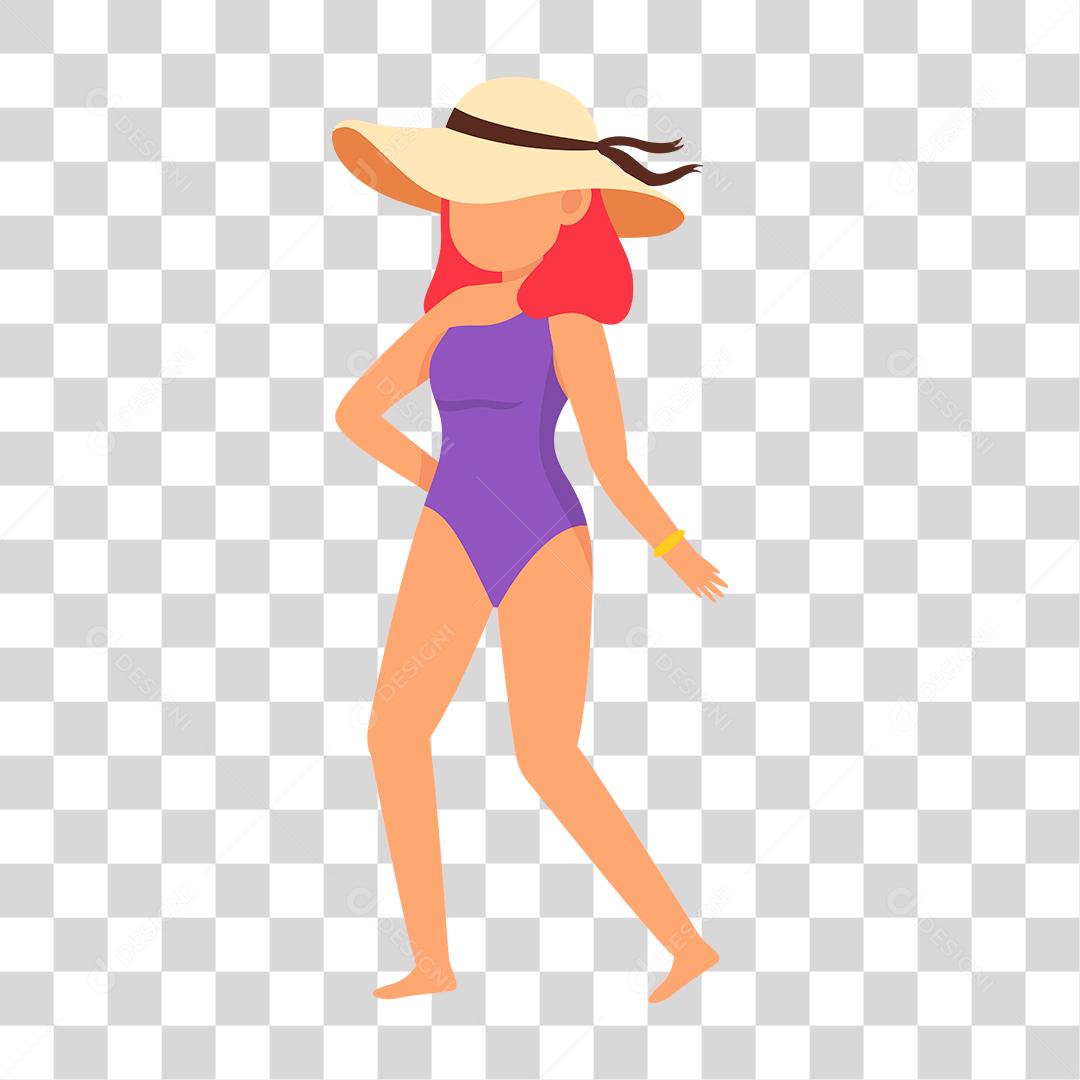 Desenho de mulher preparada para ir a praia