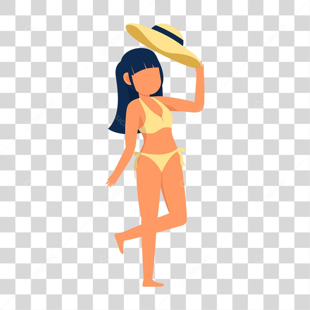 Desenho de mulher preparada para ir a praia