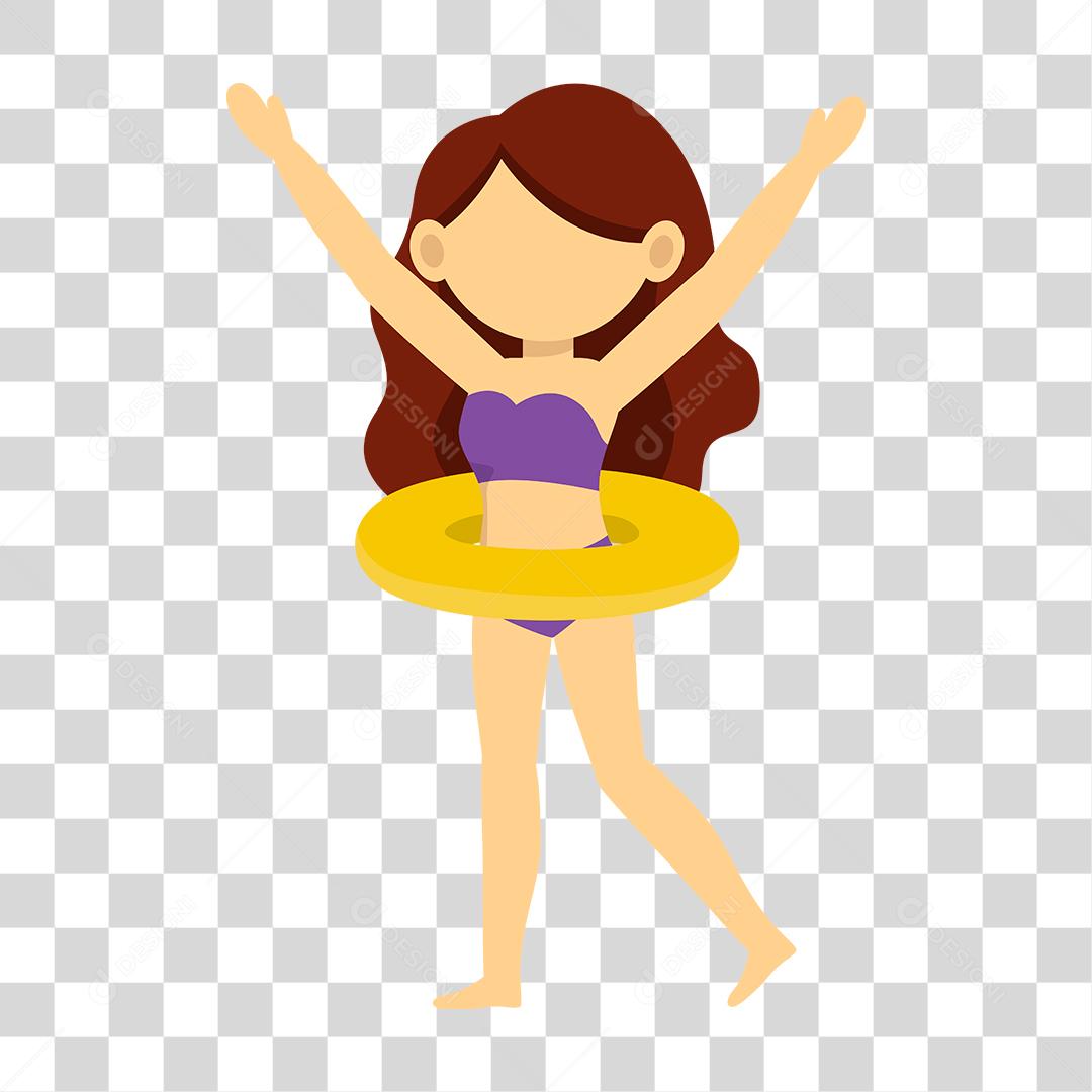 Desenho de mulher preparada para ir a praia