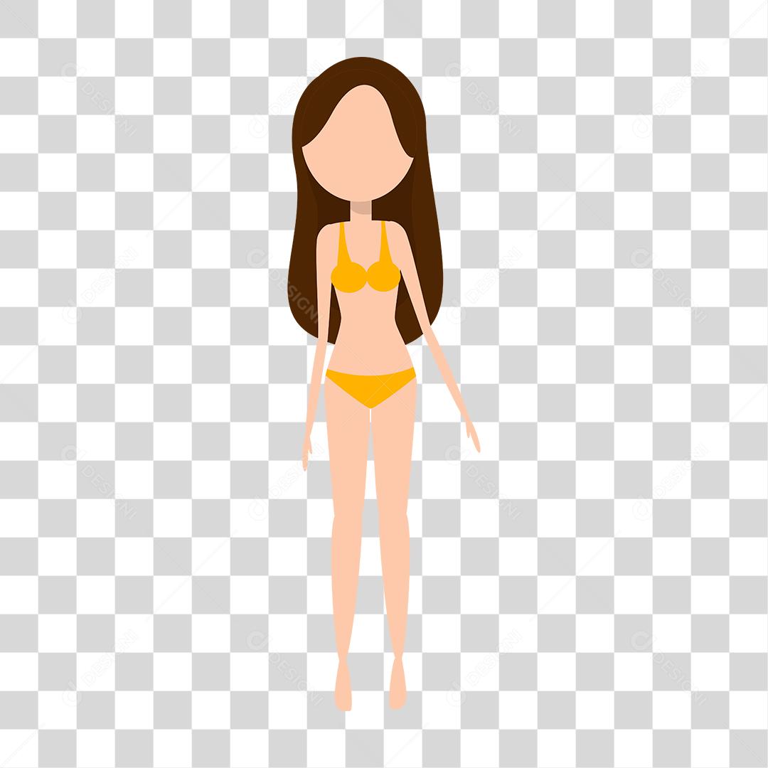 Desenho de mulher preparada para ir a praia