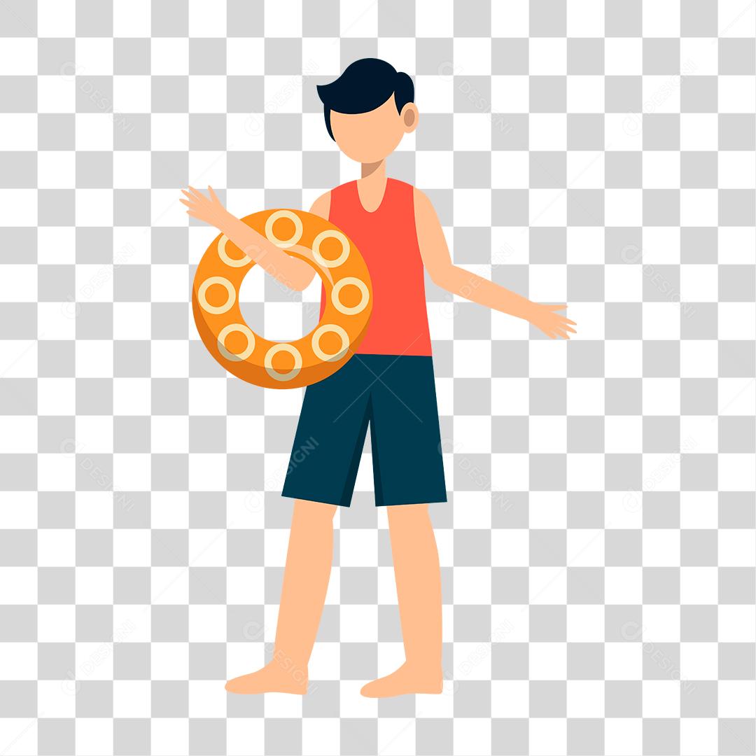 Desenho de homem preparada para ir a praia