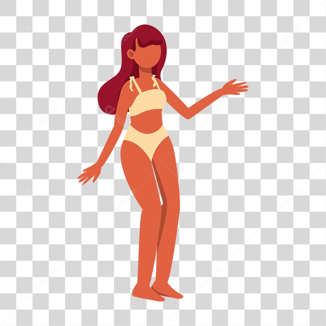 Desenho de mulher preparada para ir a praia