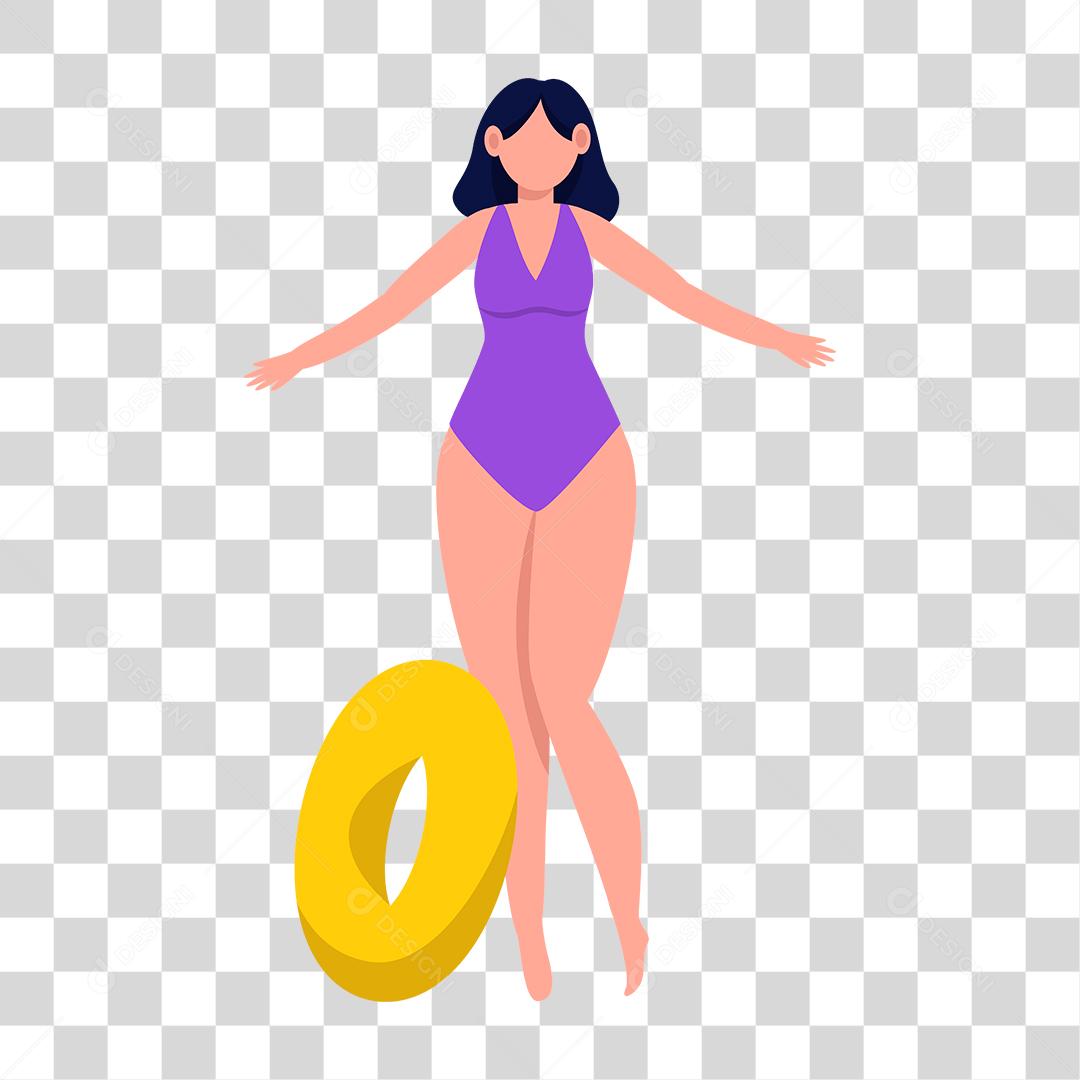 Desenho de mulher preparada para ir a praia