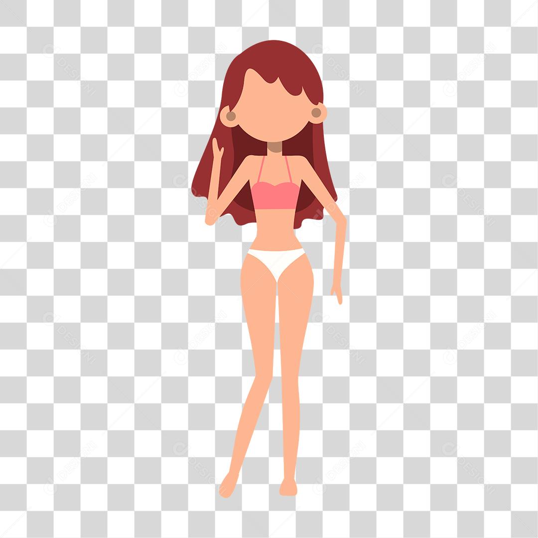 Desenho de mulher preparada para ir a praia