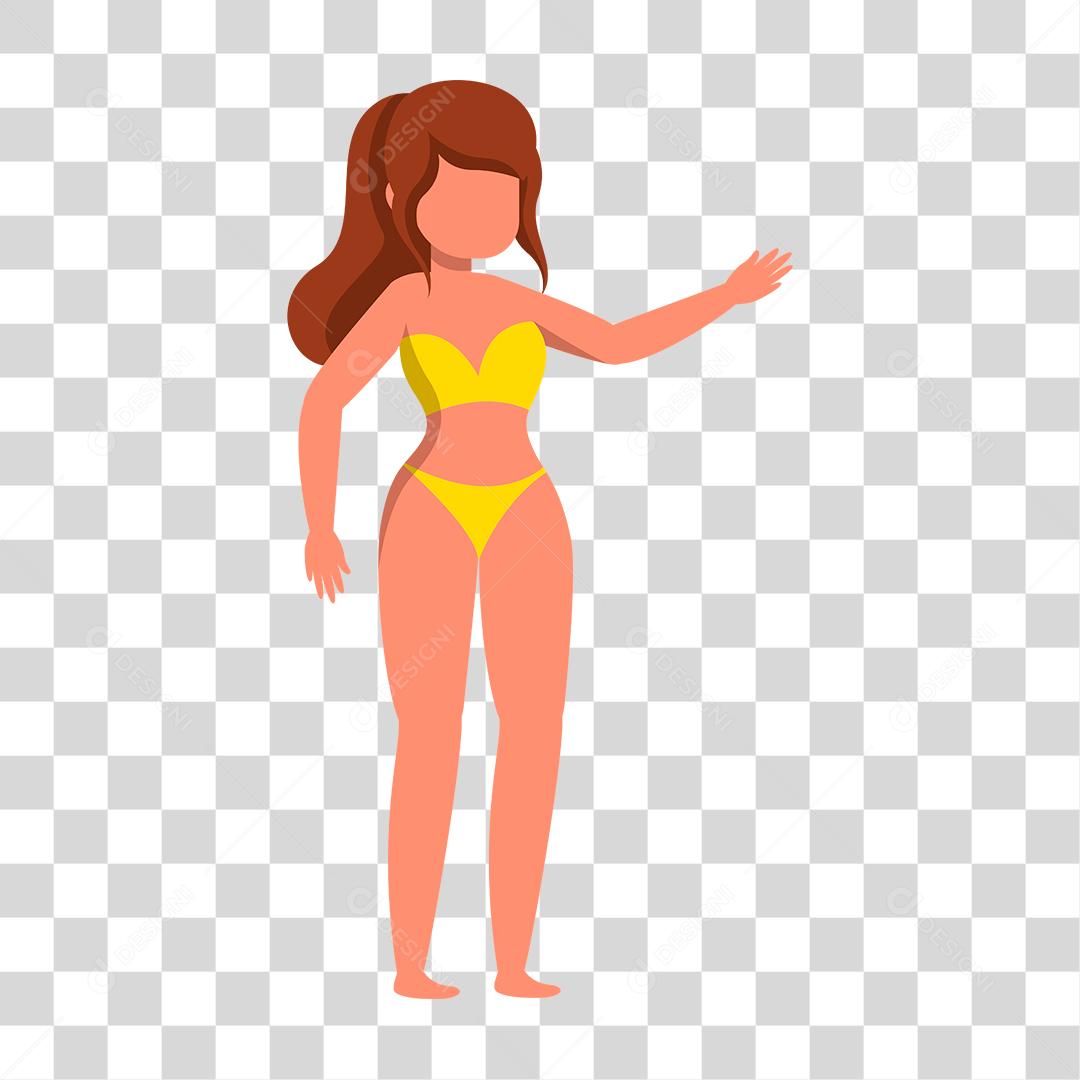 Desenho de uma garota vestida a moda praia